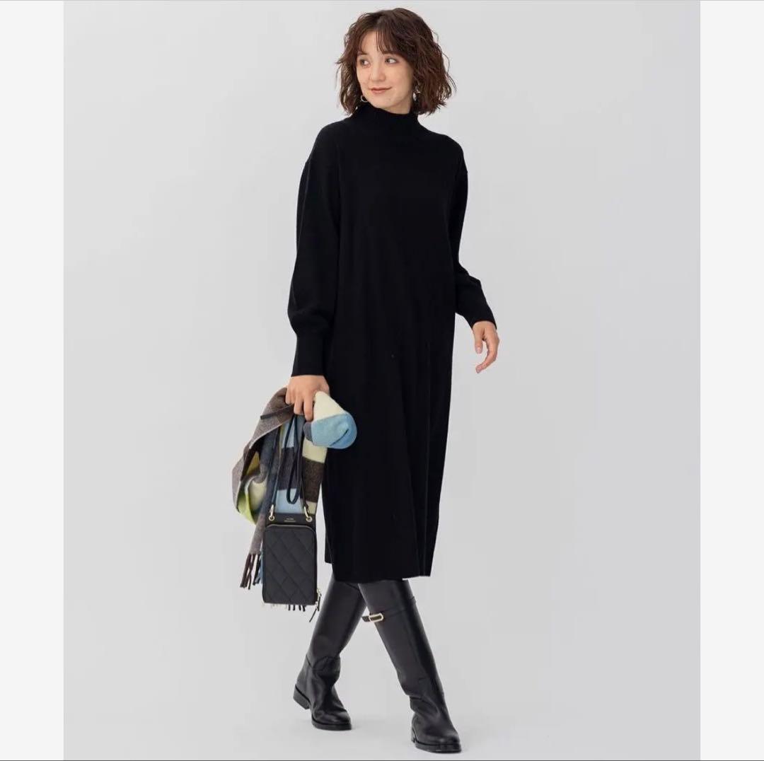 完売　23区　ウールカシミヤブレンド ハイネック ワンピース　¥28,600