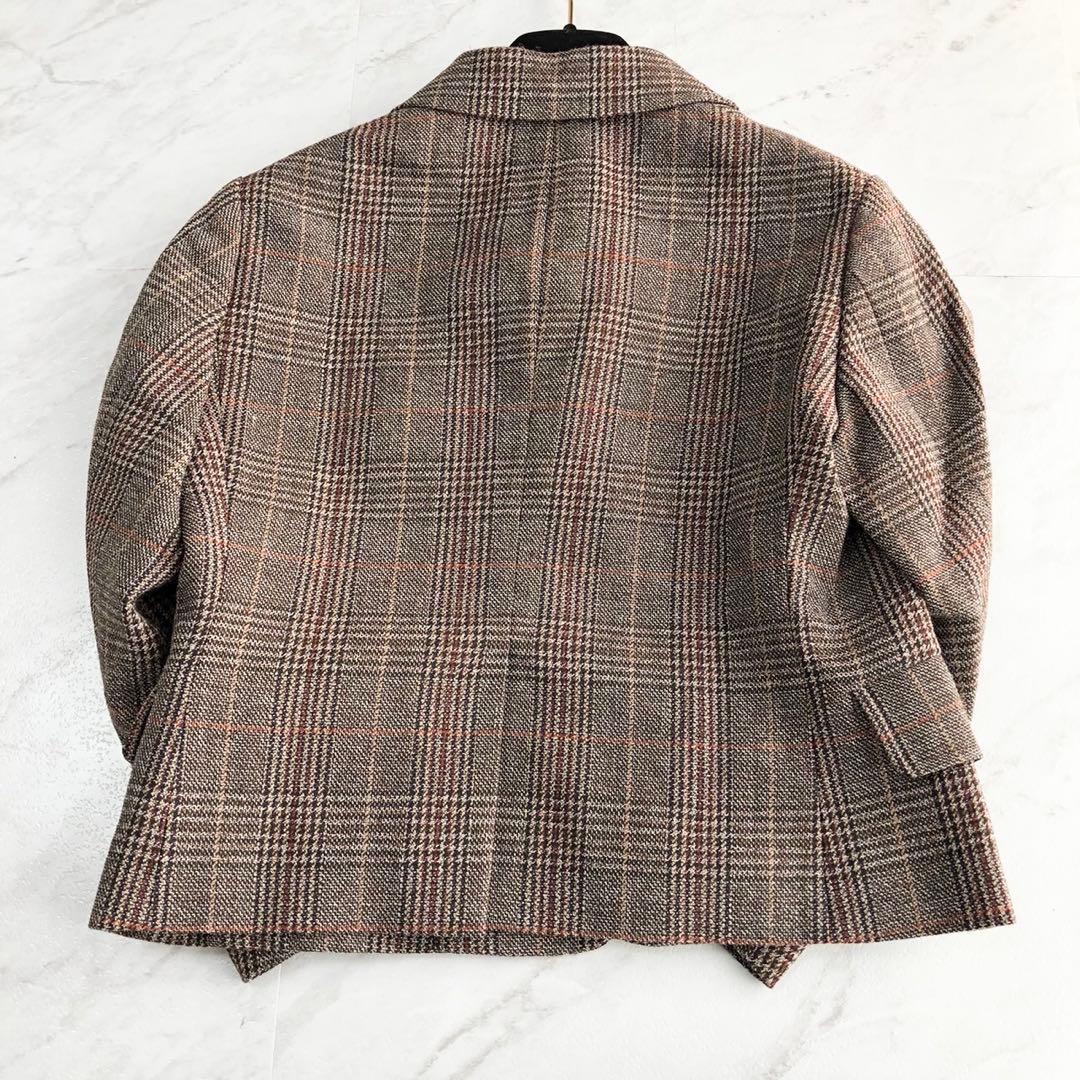 未使用級❤️22AW マディソンブルー テーラードジャケット　チェック　ブラウン