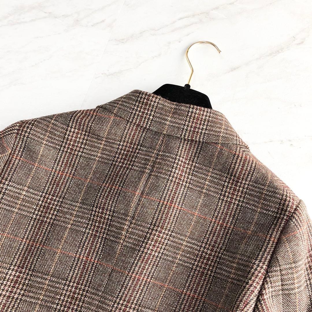 未使用級❤️22AW マディソンブルー テーラードジャケット　チェック　ブラウン