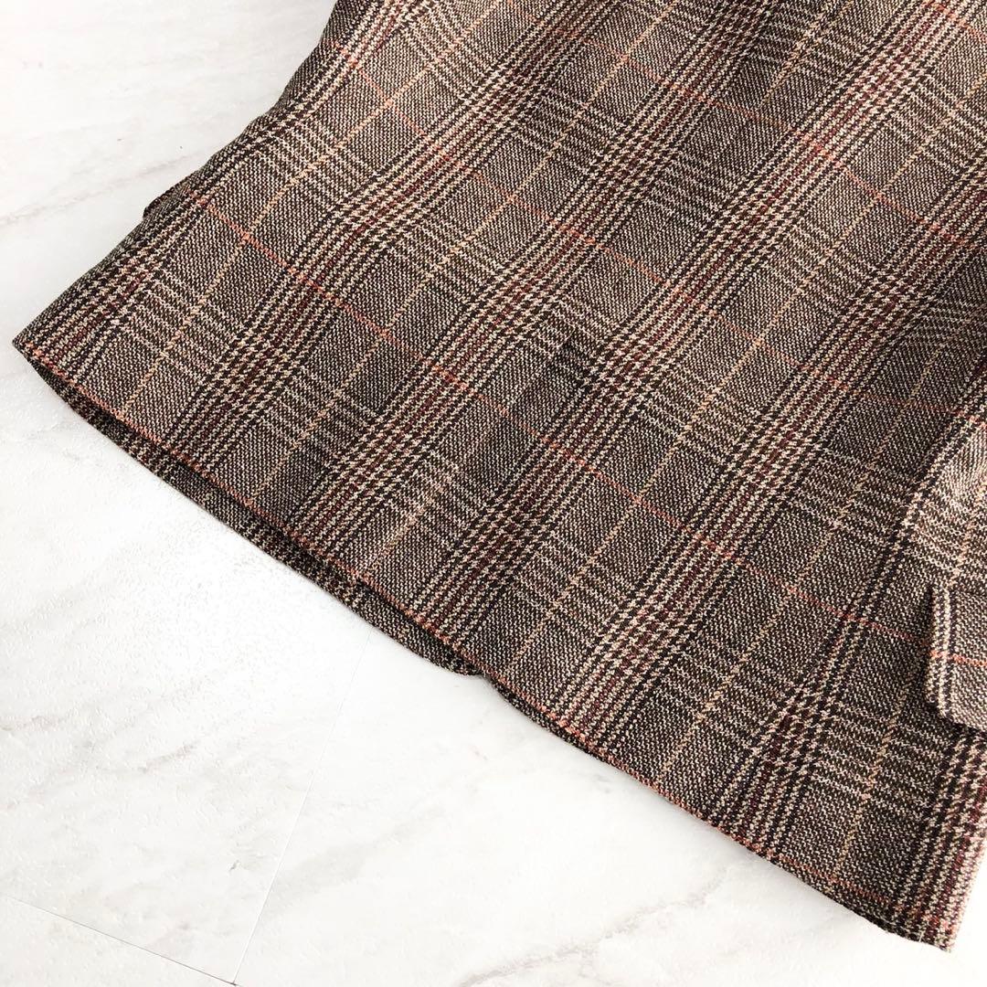 未使用級❤️22AW マディソンブルー テーラードジャケット　チェック　ブラウン