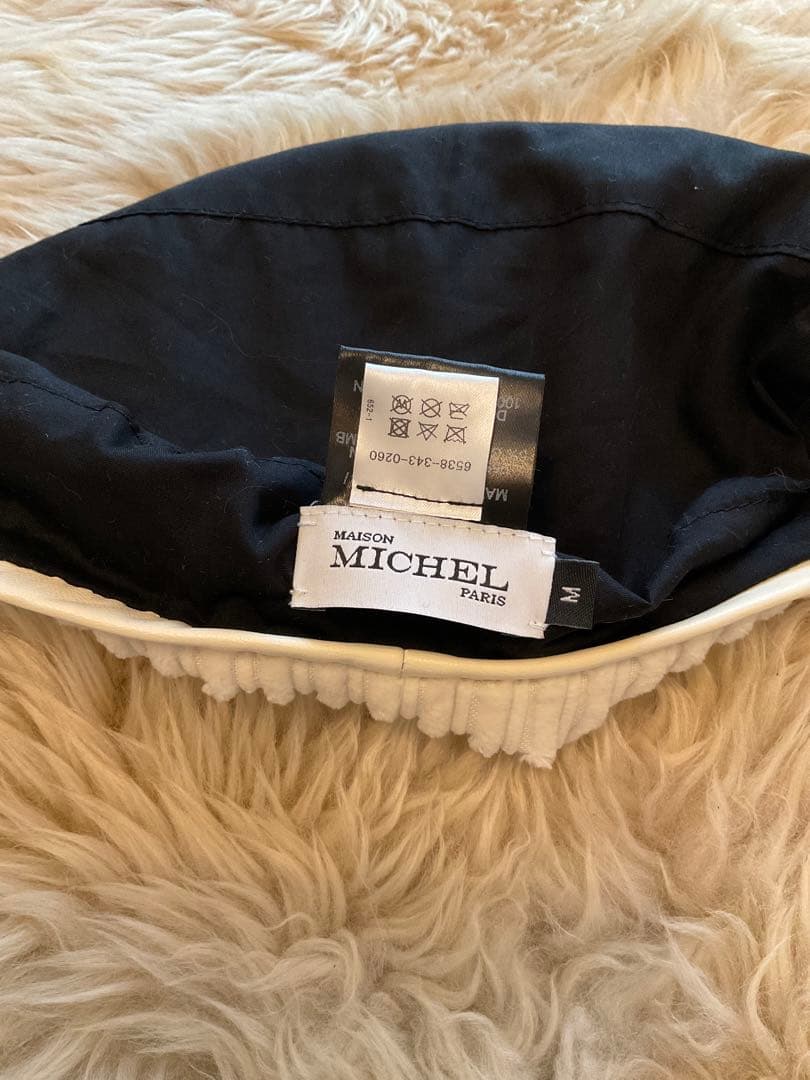 MAISON MICHEL ベロアコーデュロイ×羊革　ベレー帽 レディース