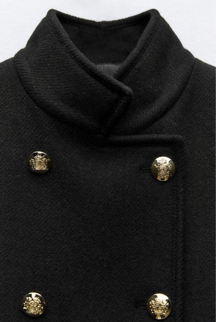新品 ZARA ハイネック ショート ダブルブレストコート M ラスト1点♪