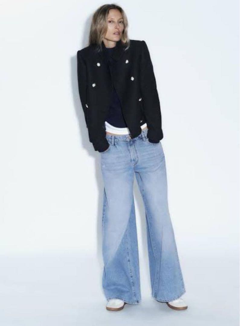 新品 ZARA ハイネック ショート ダブルブレストコート M ラスト1点♪