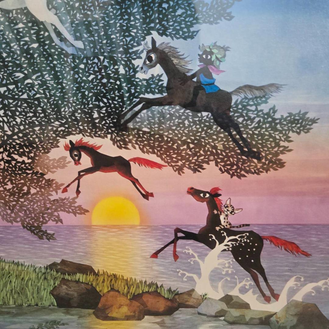 最終値下げ　藤城清治　馬が飛ぶ　ダイヤモンドクスリーン　直筆サイン　保証