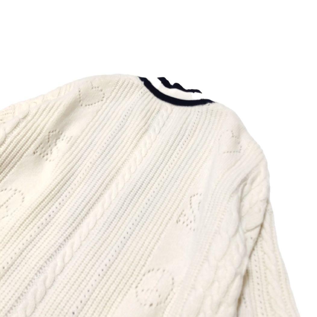 サンドロ　ウールパンチングロゴカーディガン 　金ボタン　ニット　バイカラー