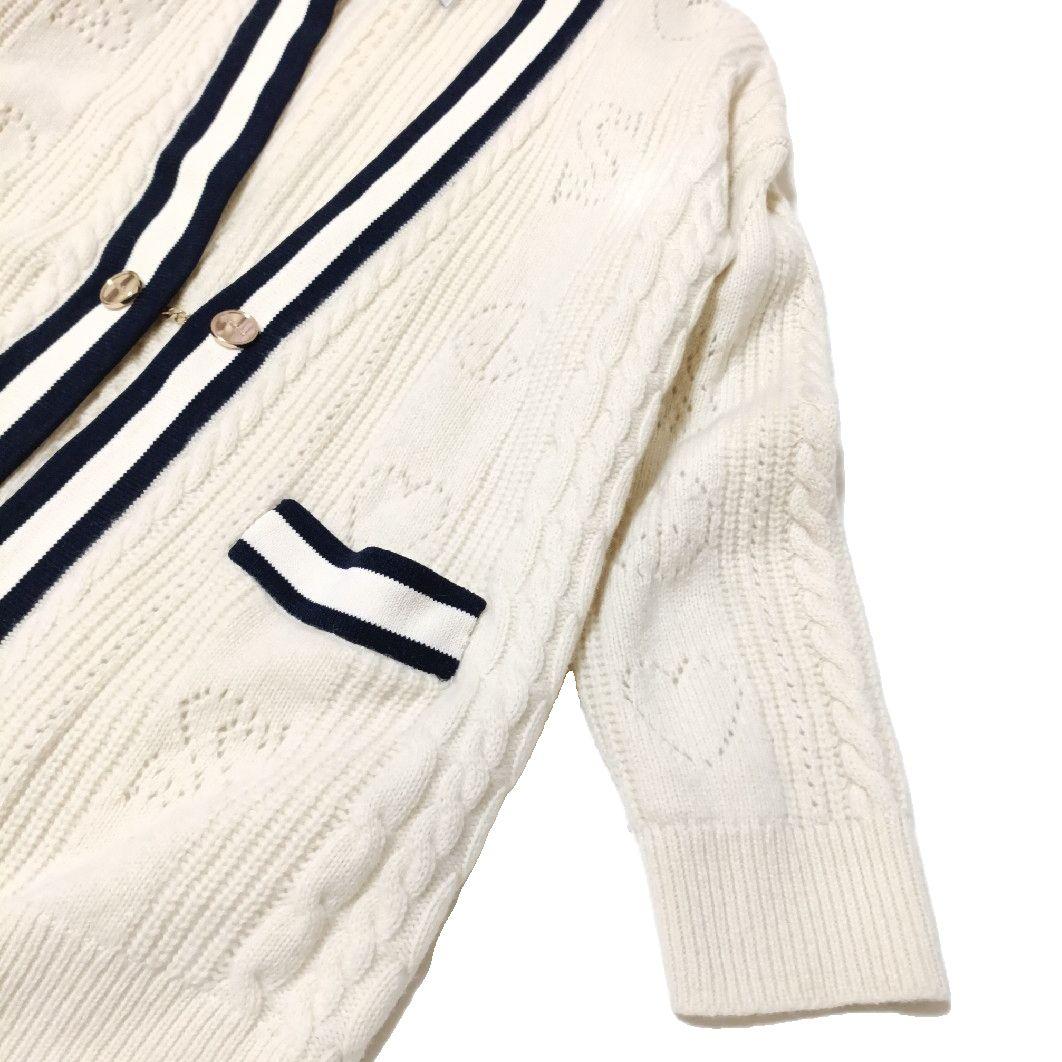 サンドロ　ウールパンチングロゴカーディガン 　金ボタン　ニット　バイカラー