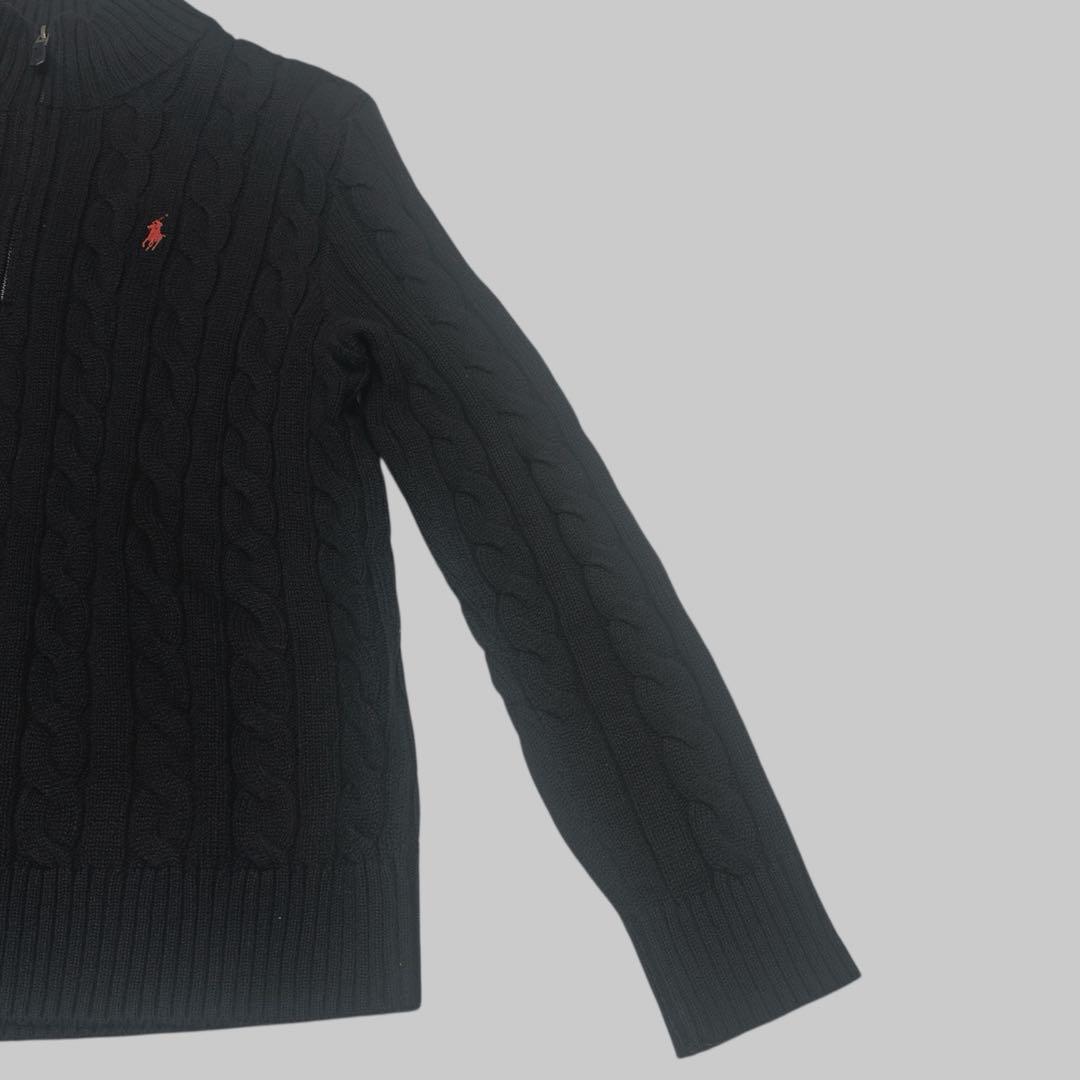 極美品　POLO RALPH LAUREN ケーブル　ニット ハーフジップ　黒