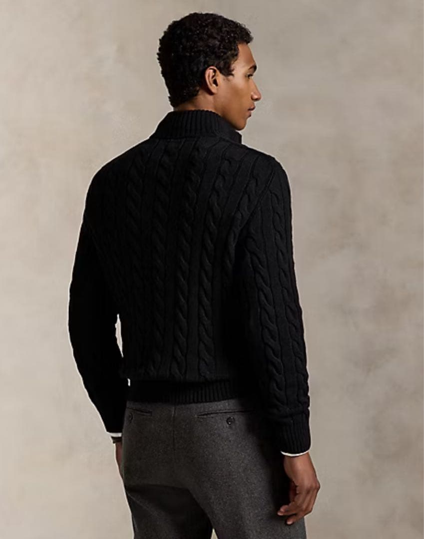 極美品　POLO RALPH LAUREN ケーブル　ニット ハーフジップ　黒