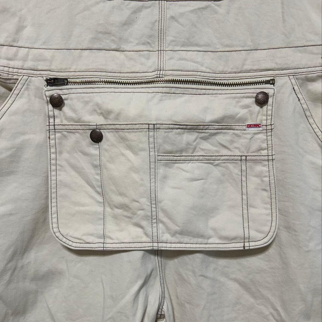 〔目立った汚れなし〕BIG MACホワイト コットン オーバーオール