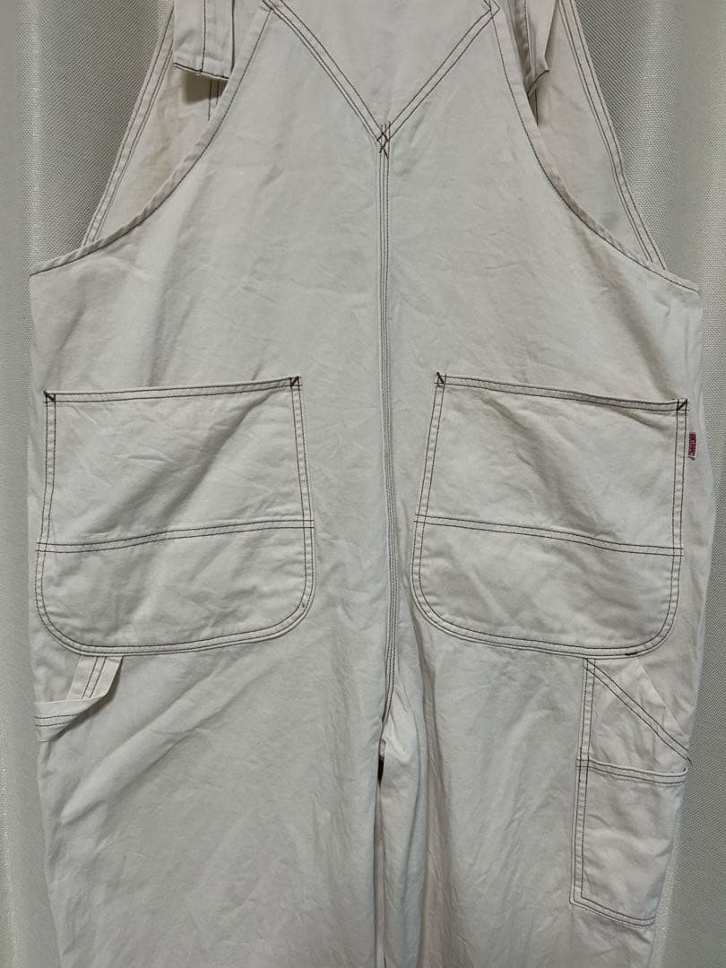 〔目立った汚れなし〕BIG MACホワイト コットン オーバーオール