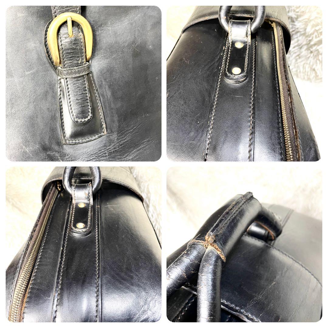 グッチ　GUCCI ボストンバッグ　大容量　ブラック　レザー　旅行カバン