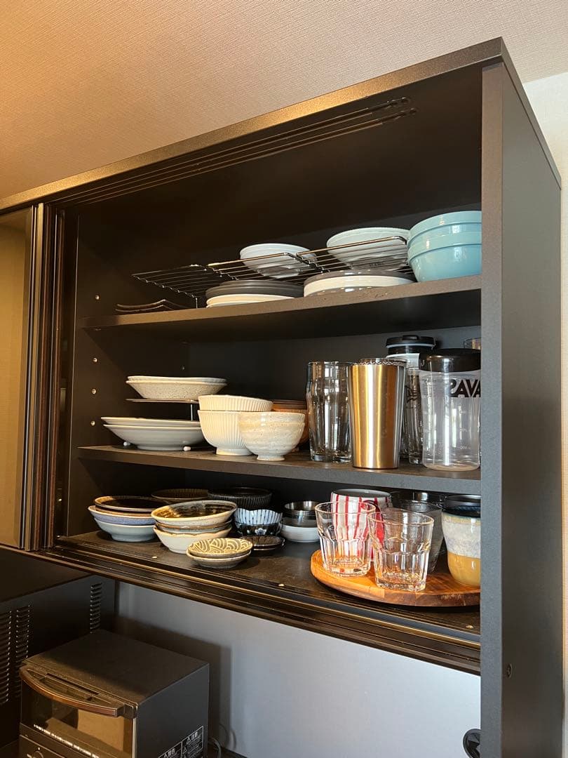 【最終価格】国産大川製　幅約160 食器棚 キッチンカウンター　カップボード