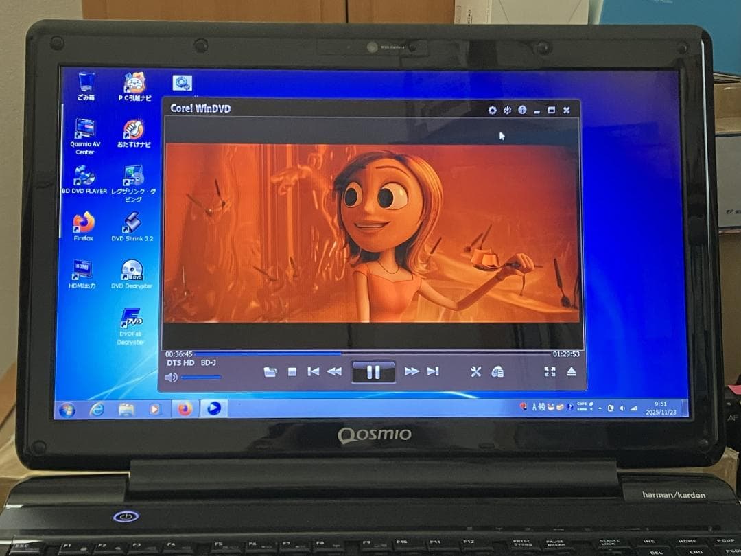 Qosmio T750/T8B Win7/11デュアルブート　TV見れます