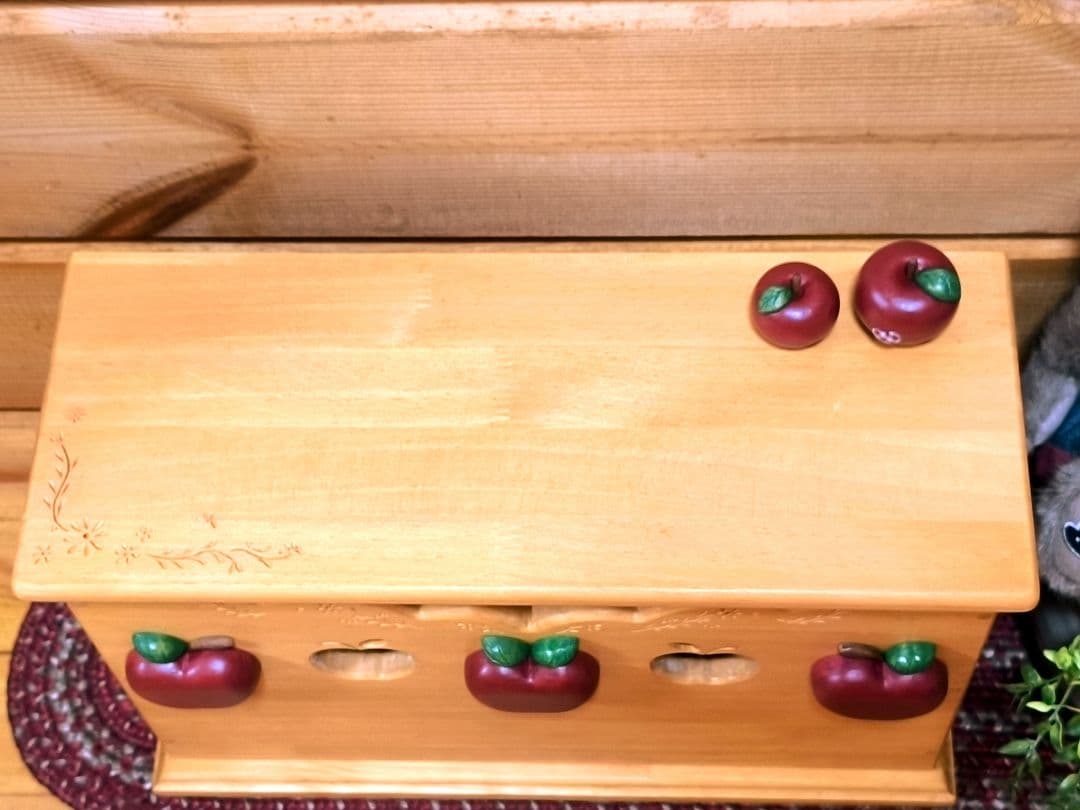 ⭐アメリカンカントリー雑貨♥ まん丸りんご ෆ ̖́-‬ の多目的収納BOX