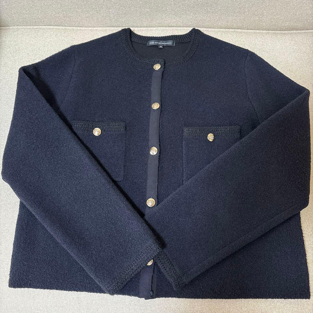 23区【洗える】ミニブークレニット カーディガン