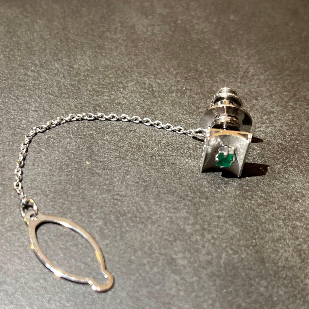 C'estBien ネクタイピン セビアン グリーン シルバー k14刻印あり