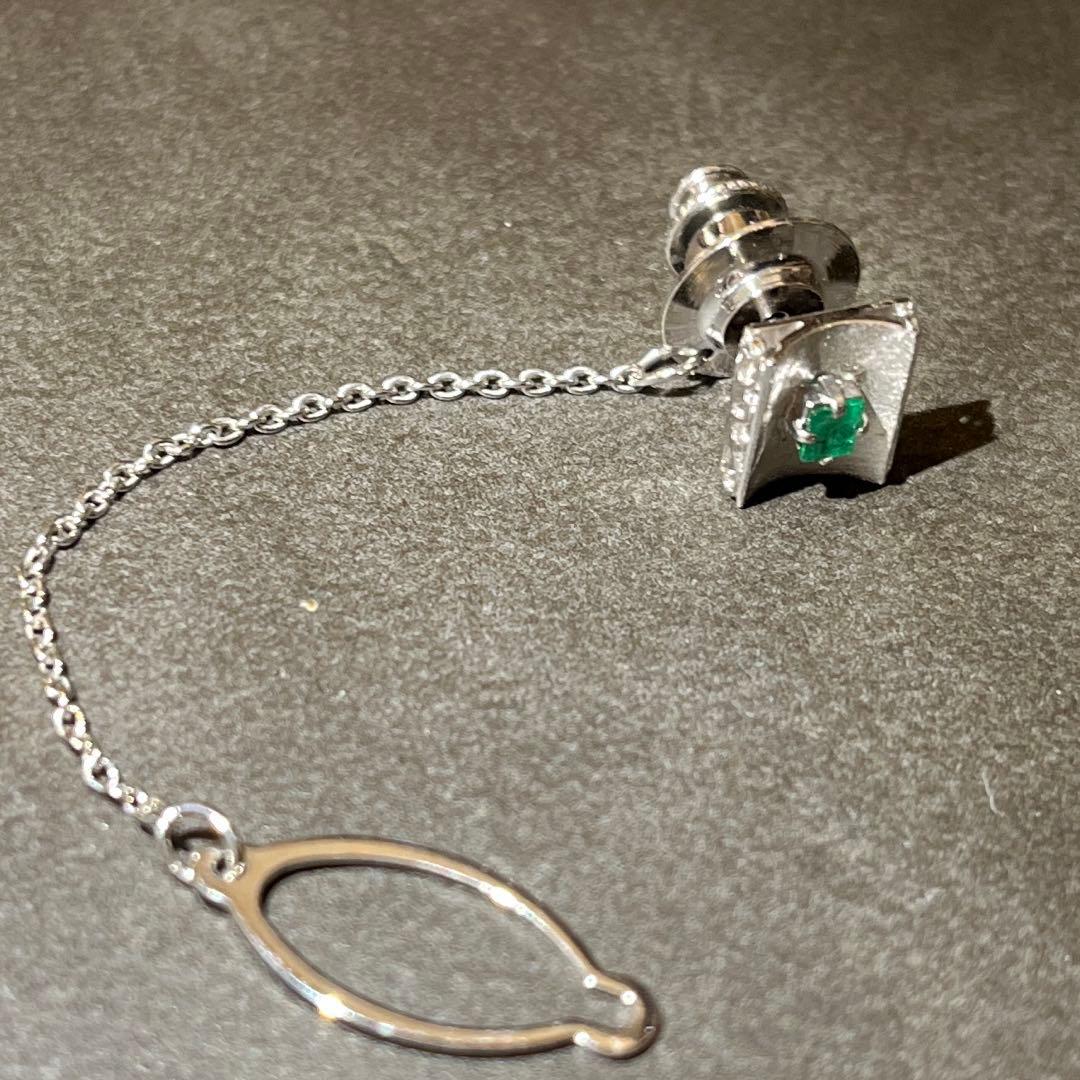 C'estBien ネクタイピン セビアン グリーン シルバー k14刻印あり