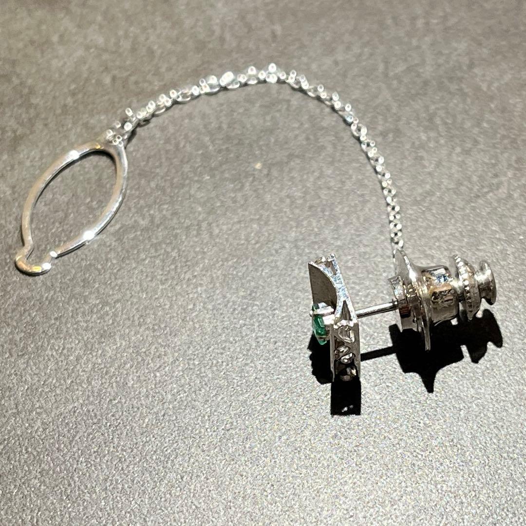 C'estBien ネクタイピン セビアン グリーン シルバー k14刻印あり