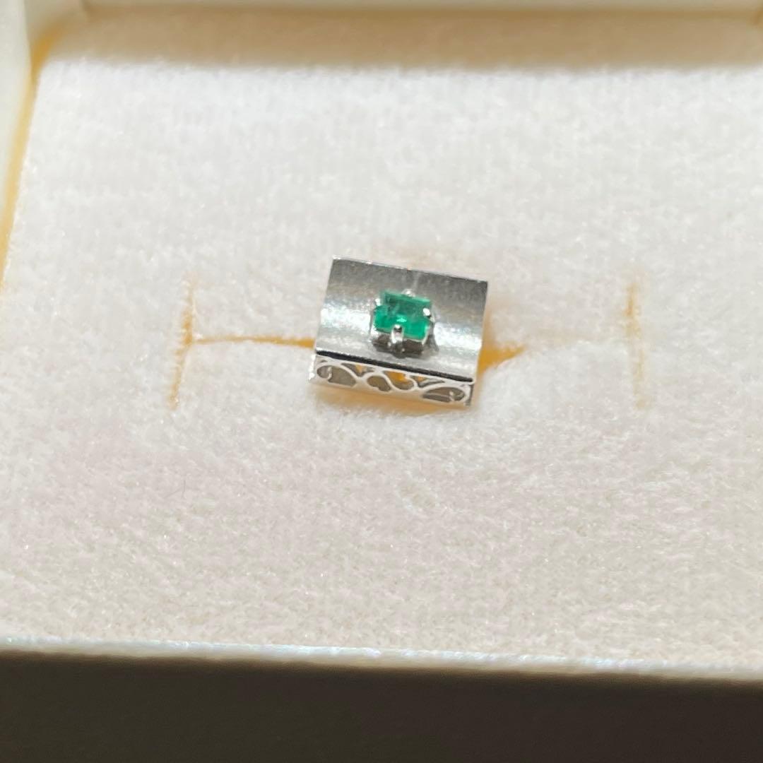 C'estBien ネクタイピン セビアン グリーン シルバー k14刻印あり