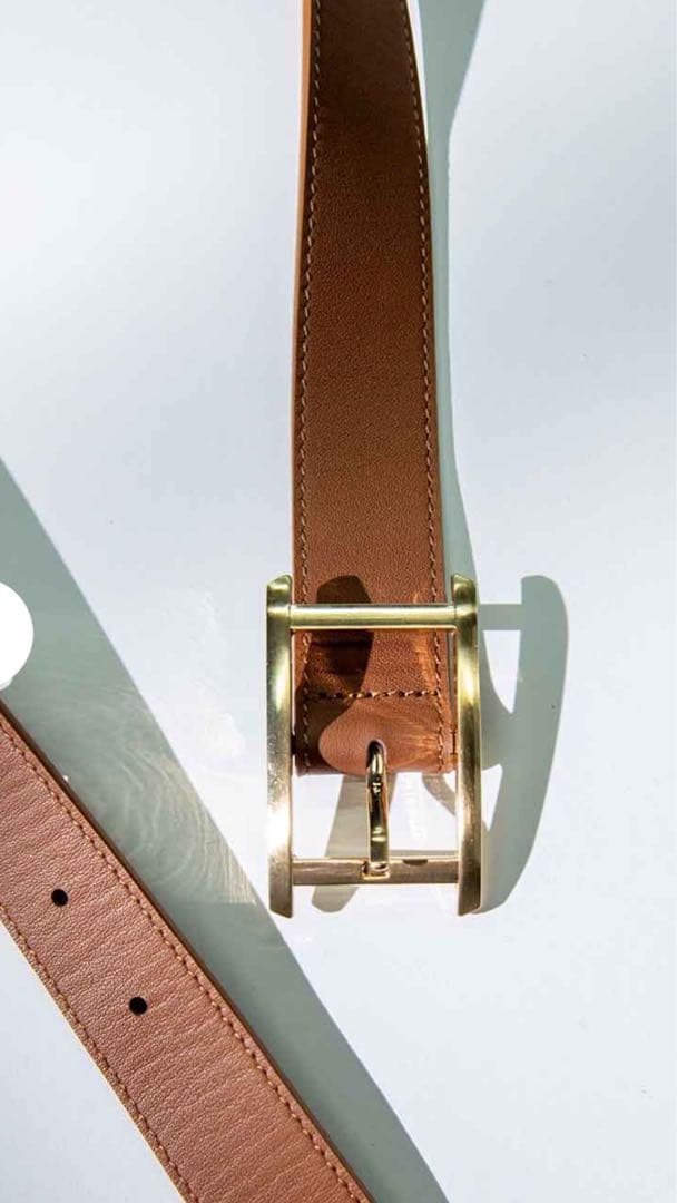 新品未使用　Lazo_N33° ロングベルト　ゴールド×ブラウン