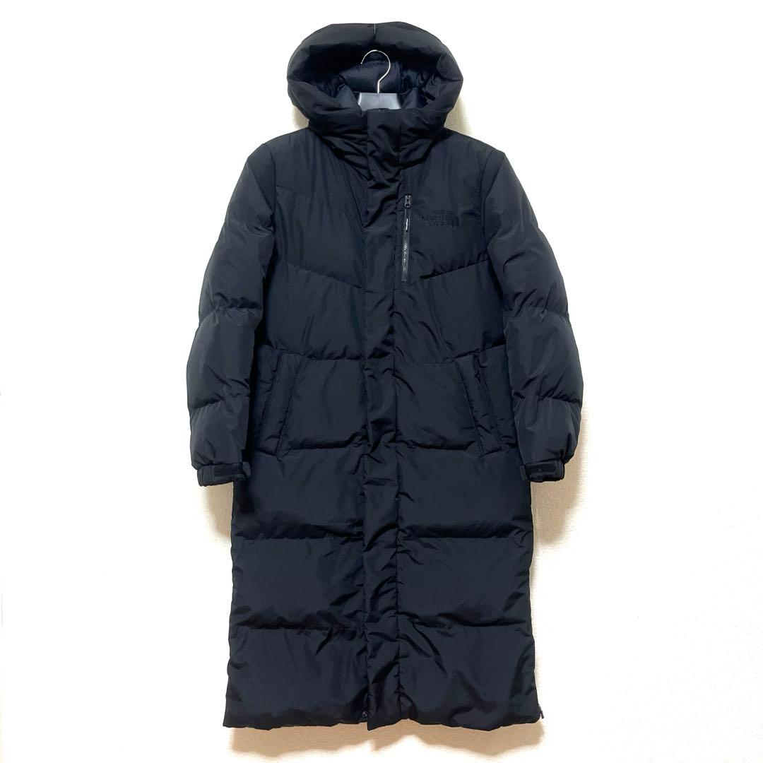 美品 ノースフェイス ロングダウンジャケット ブラック メンズXS レディースM