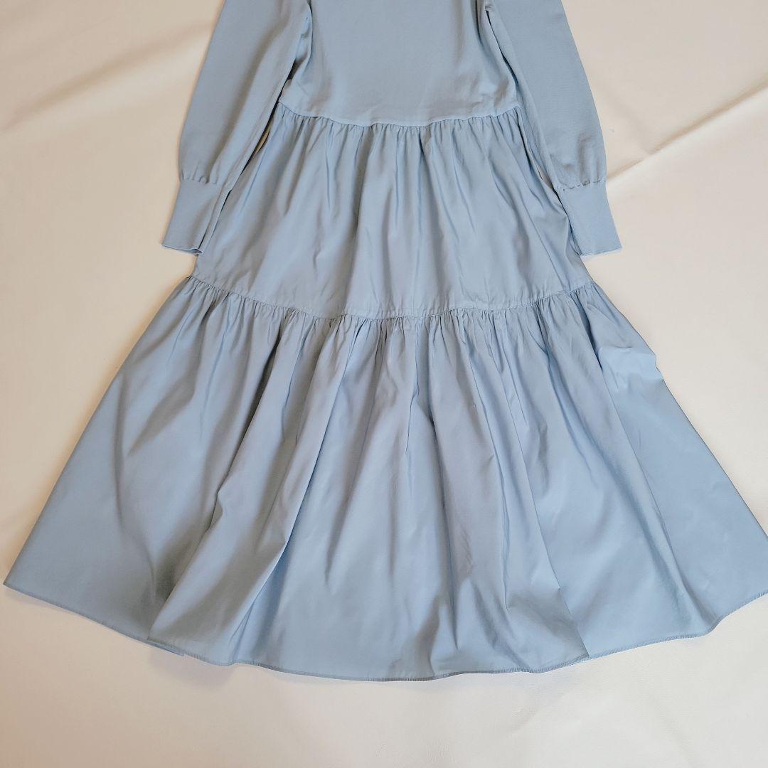 アナイ 24ss タフタドッキングティアードワンピース S 水色 洗える