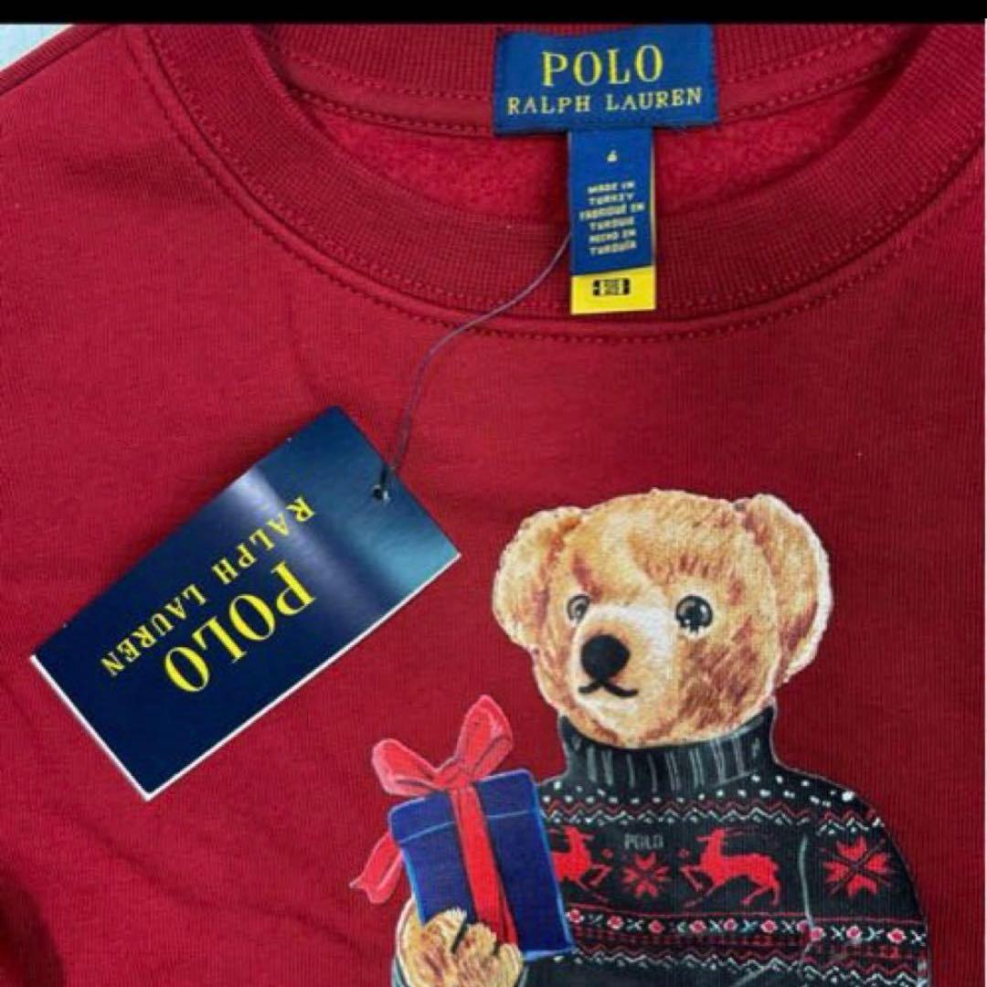 新品Polo Ralph Lauren 赤 クマ刺繍 トレーナー 120