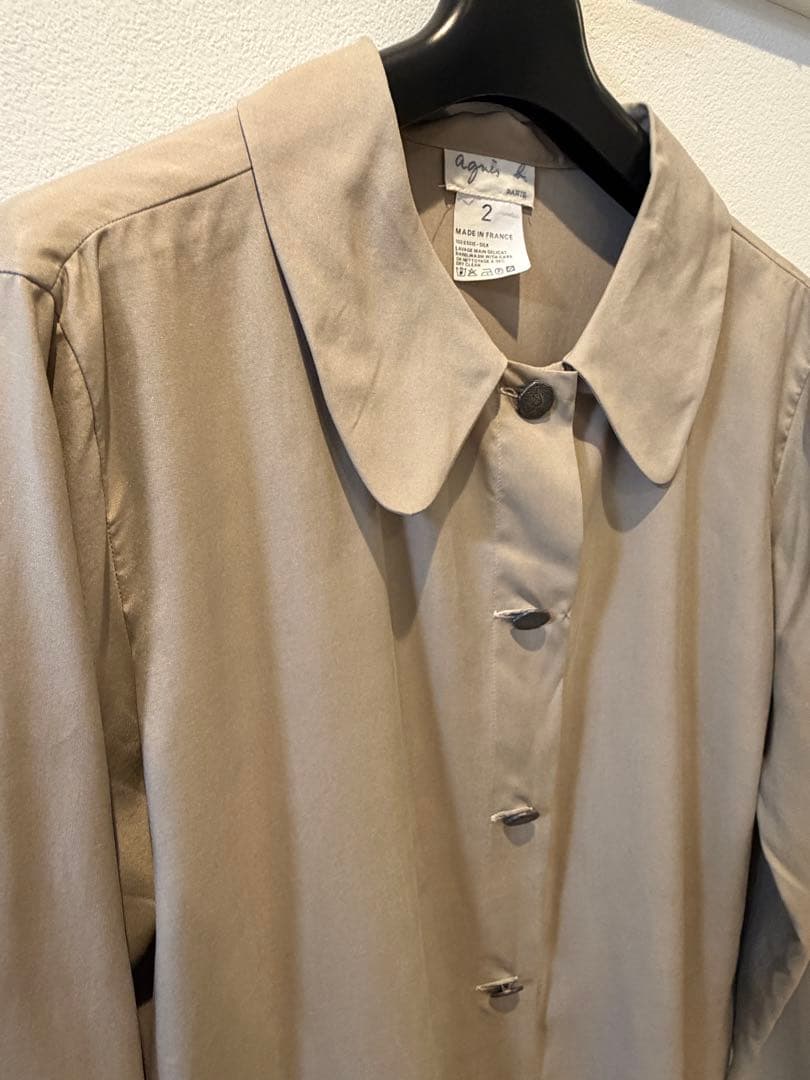 agnes b. アニエスベー　フランス製　シルク100％　長袖シャツ　ブラウス
