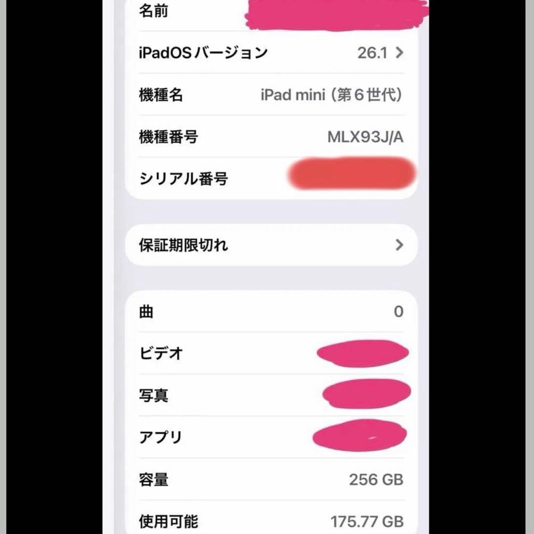 iPad mini6 Wi-Fiセルラー　256