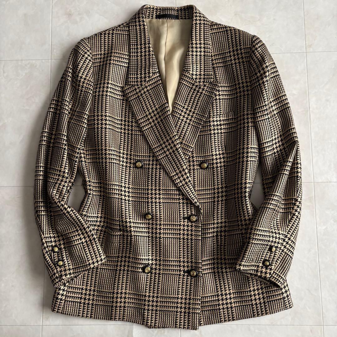 Burberrys ダブルブレスト グレンチェック 13BR 金ボタン シルク混