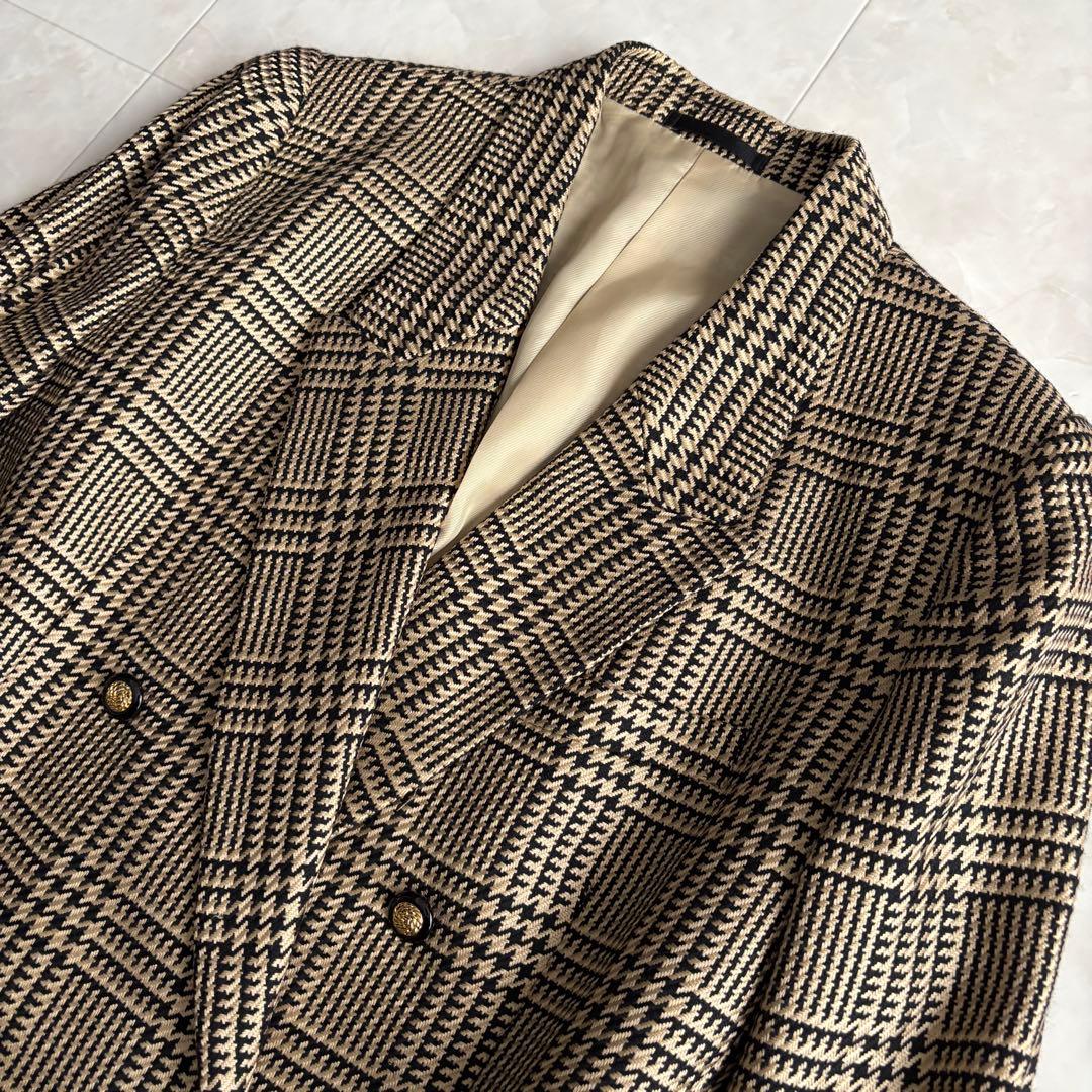 Burberrys ダブルブレスト グレンチェック 13BR 金ボタン シルク混