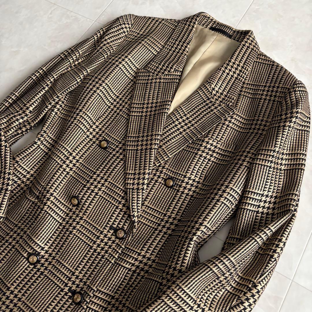Burberrys ダブルブレスト グレンチェック 13BR 金ボタン シルク混