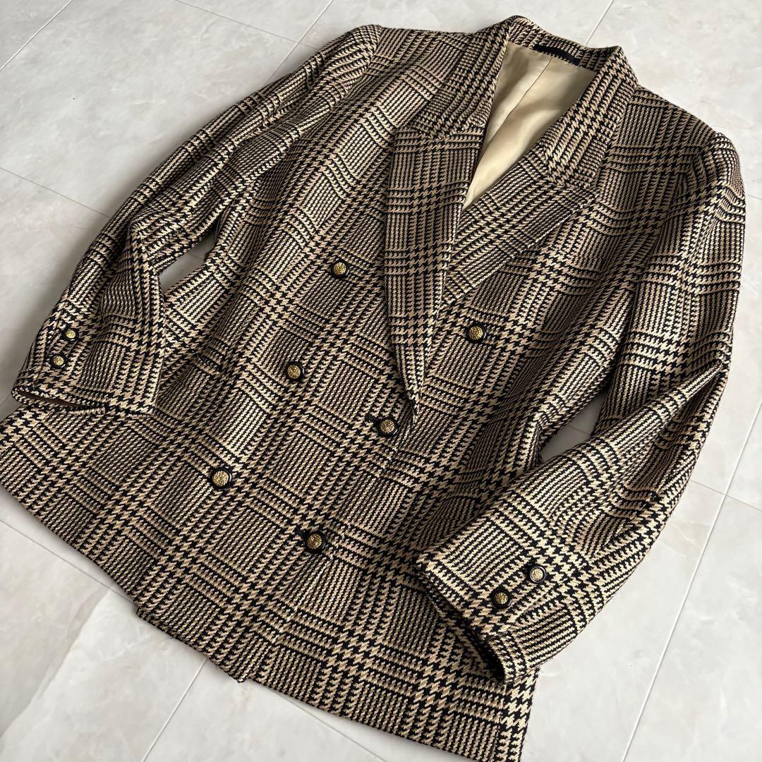 Burberrys ダブルブレスト グレンチェック 13BR 金ボタン シルク混