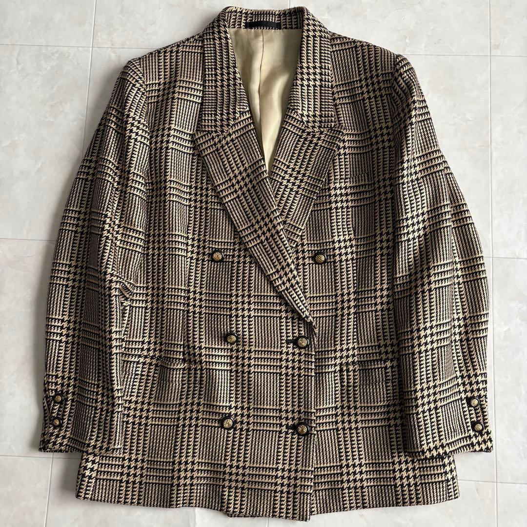 Burberrys ダブルブレスト グレンチェック 13BR 金ボタン シルク混