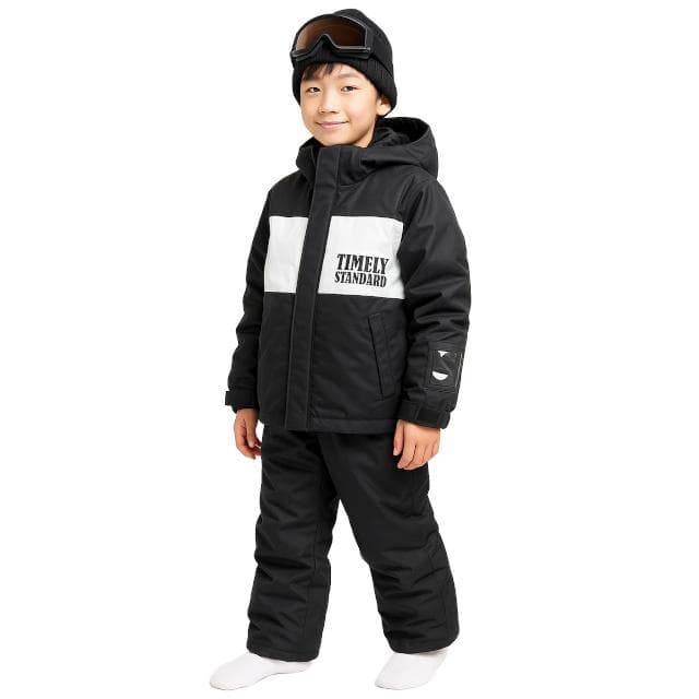 スキーウェア 男の子 上下セット サイズ調整 耐水圧5000mm ブラック160