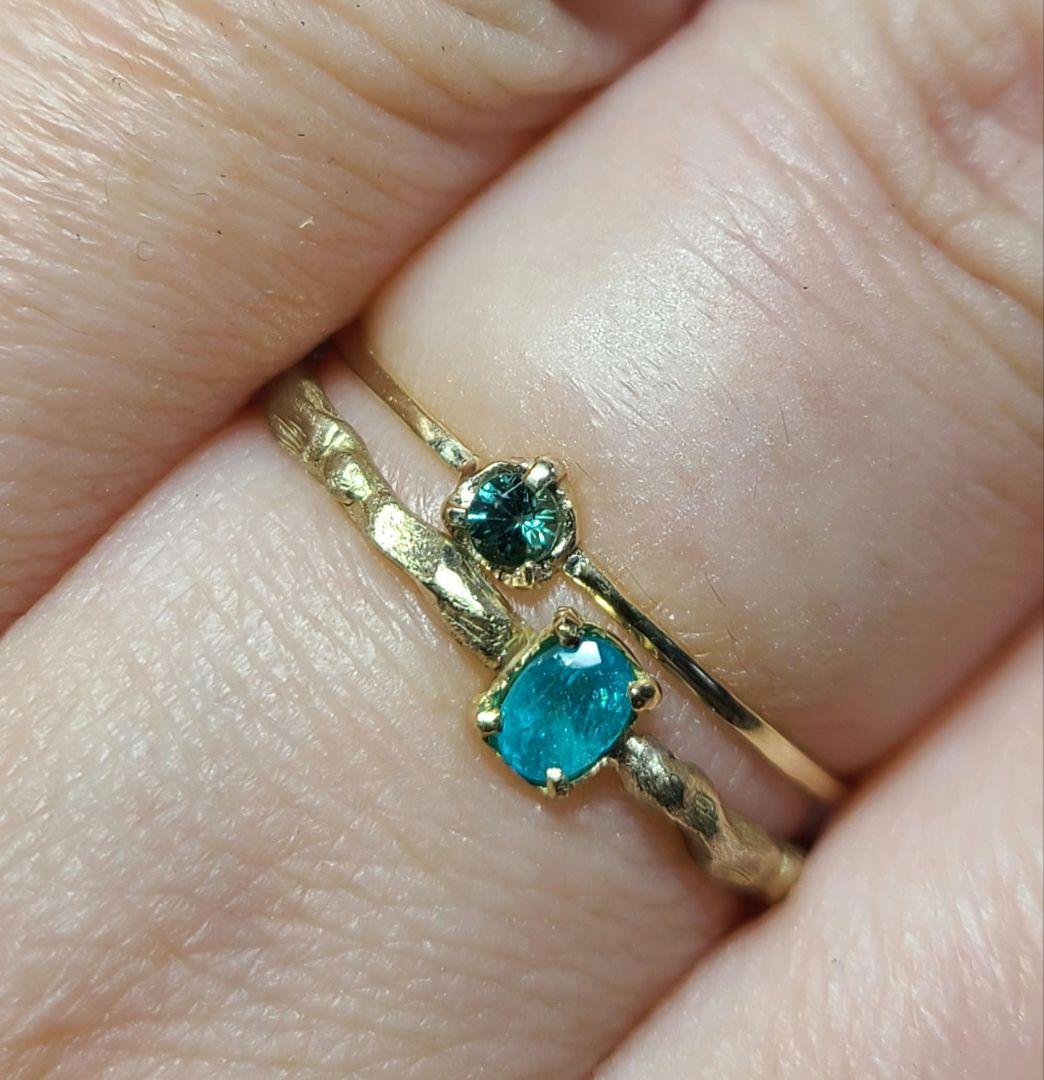 非加熱のオールドピース★ブラジルバターリャパライバトルマリンリング10金★