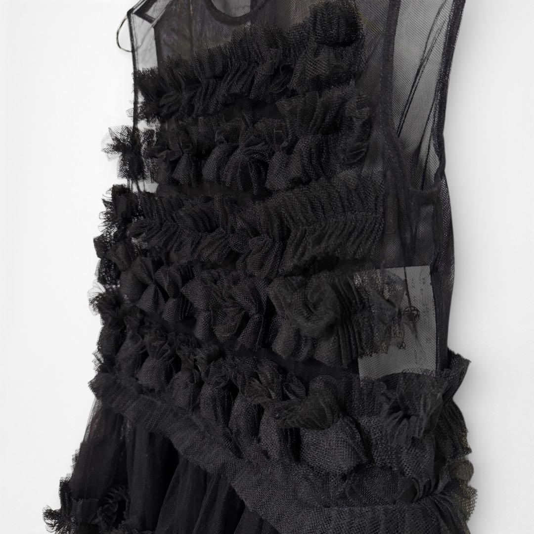 美品 ノワールケイニノミヤ 20SS チュール フリル ロング ワンピース 黒