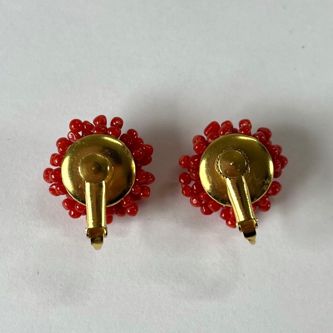 美品✨血赤珊瑚 5.0mm 丸玉 ネックレス＆イヤリング サンゴ