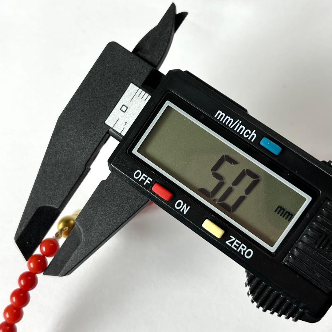 美品✨血赤珊瑚 5.0mm 丸玉 ネックレス＆イヤリング サンゴ