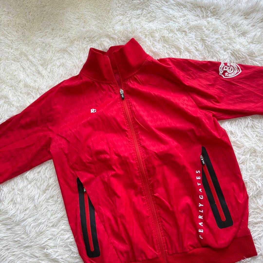 【パーリーゲイツ】美品 ジップジャケット ナイロン レッド 1 レディース