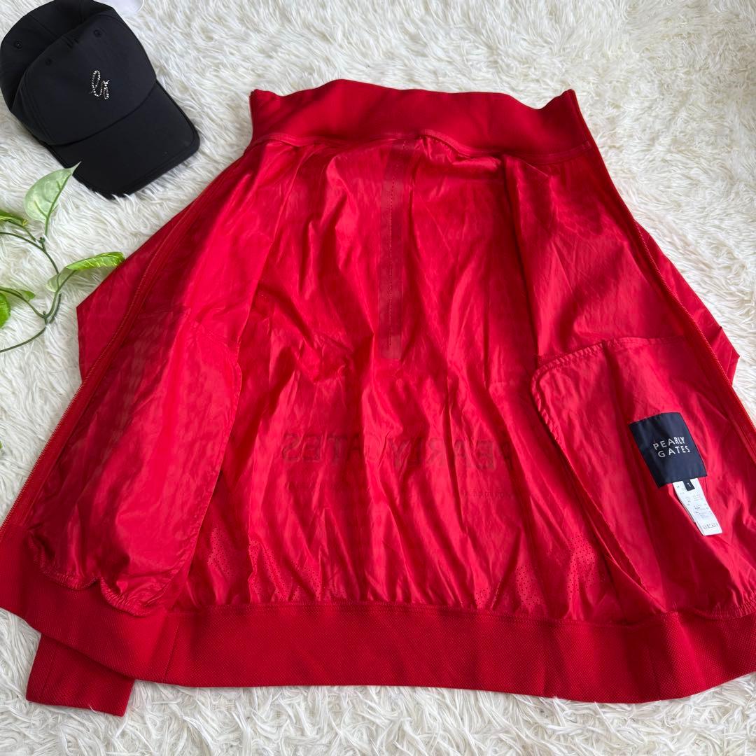 【パーリーゲイツ】美品 ジップジャケット ナイロン レッド 1 レディース