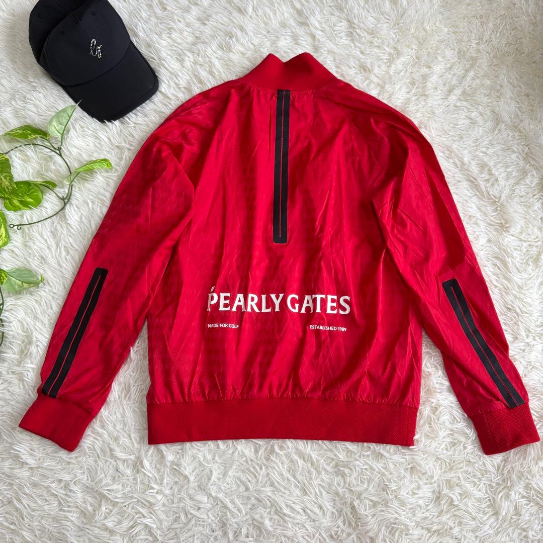 【パーリーゲイツ】美品 ジップジャケット ナイロン レッド 1 レディース