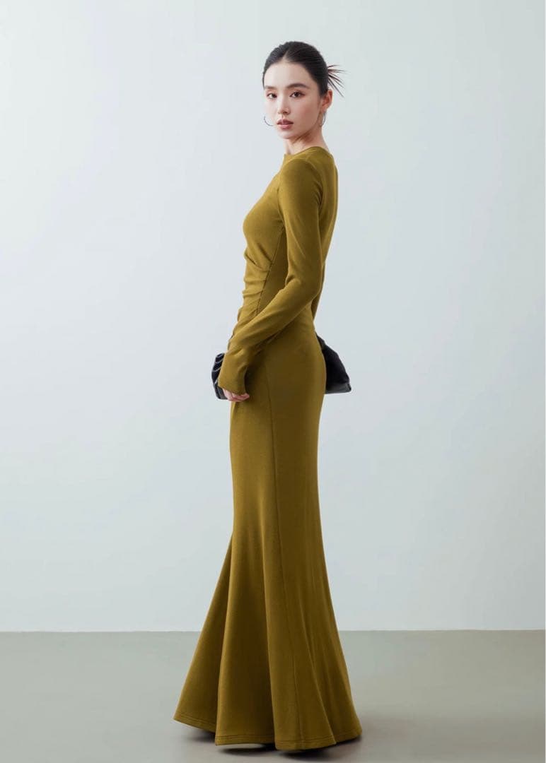 N FRAME エヌフレーム デコルテオープンニットマーメードワンピース