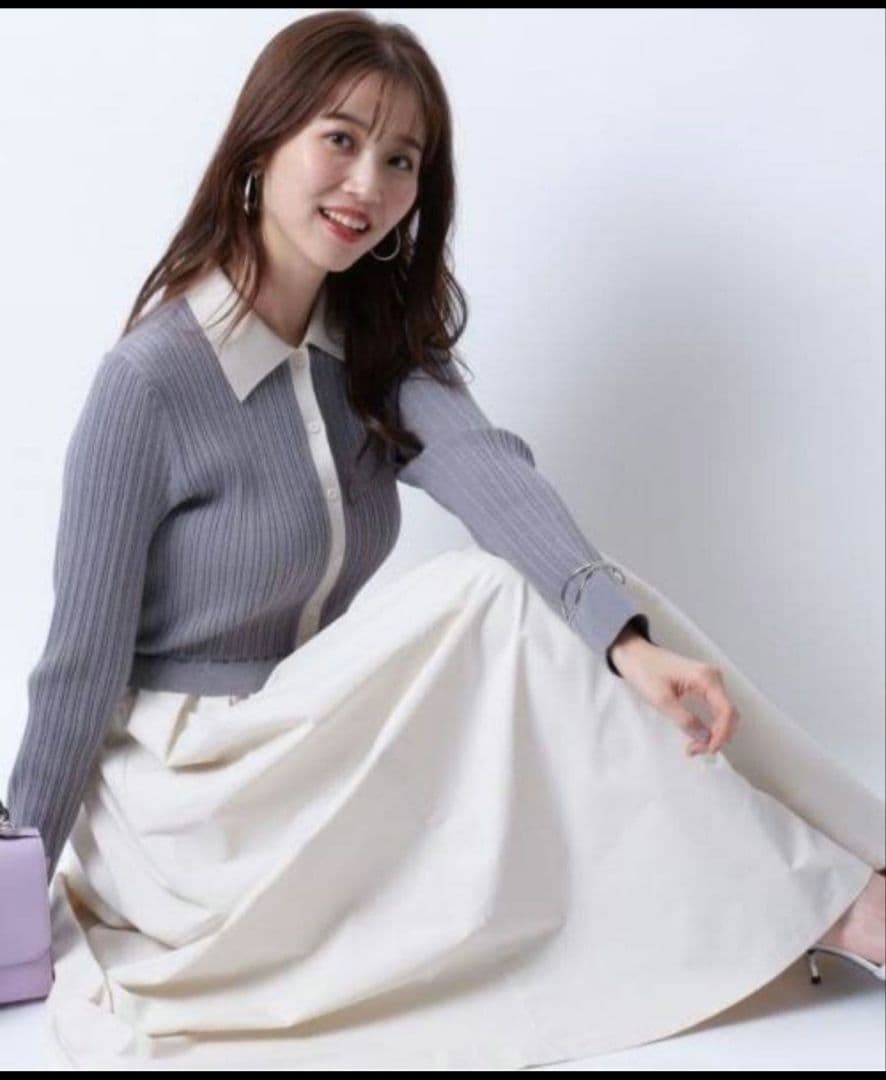 JUSGLITTY 襟ニットドッキングワンピース