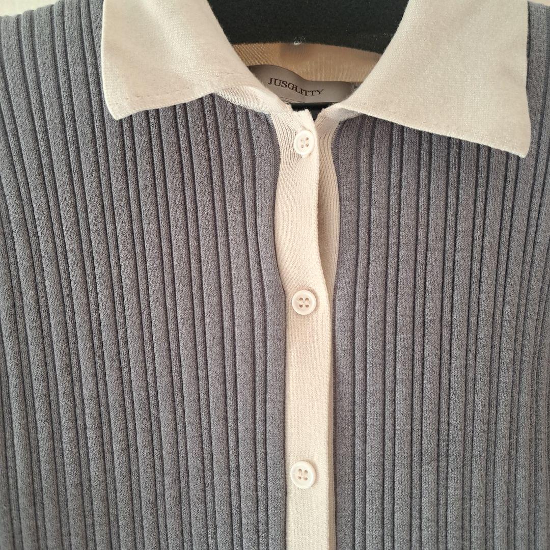 JUSGLITTY 襟ニットドッキングワンピース