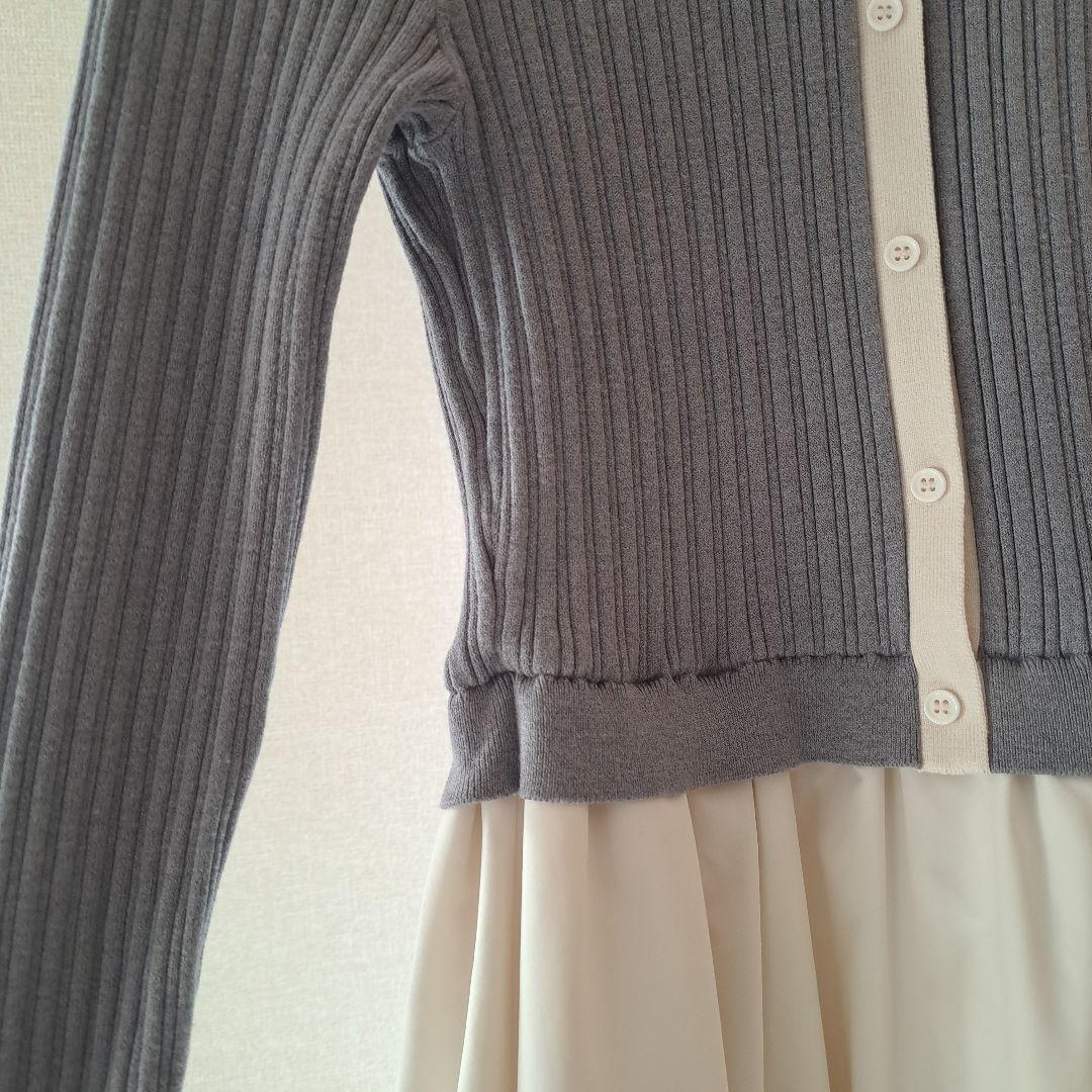 JUSGLITTY 襟ニットドッキングワンピース