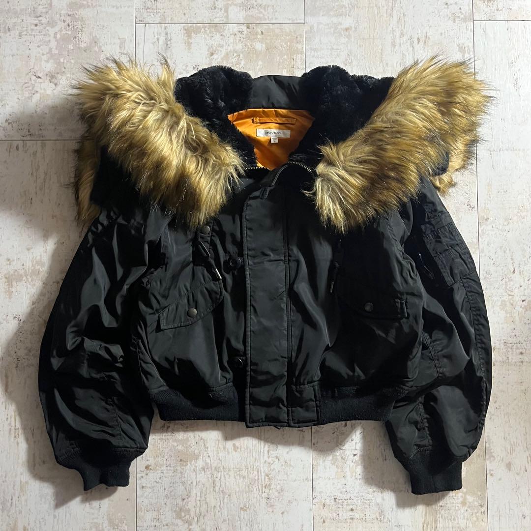moussy y2k N2-B ファー ブラック マウジー フライト ブルゾン