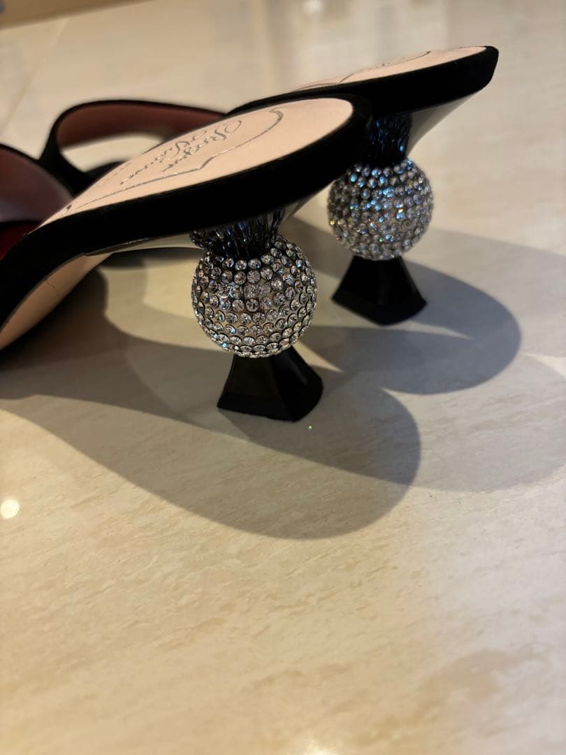 ロジェヴィヴィエ　ビジューヒール　ブラックスエードミュール　35.5