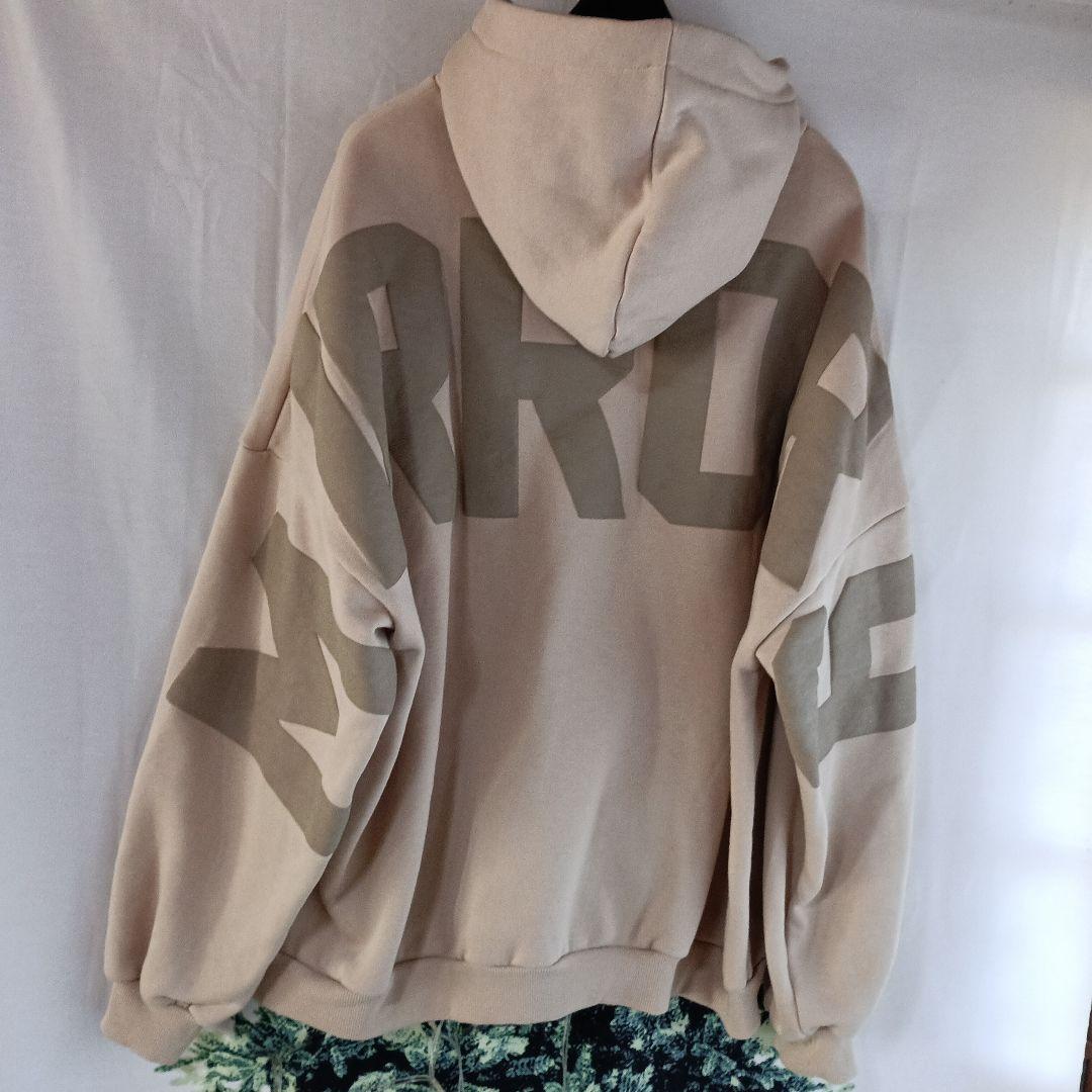 美品☆MIRROR9 ICONパーカー ベージュ アイコン裏起毛Mサイズ男女兼用