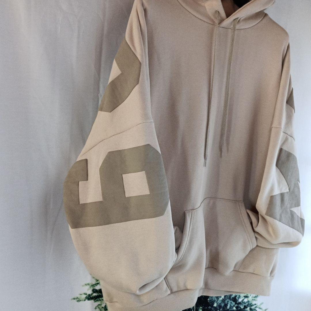 美品☆MIRROR9 ICONパーカー ベージュ アイコン裏起毛Mサイズ男女兼用